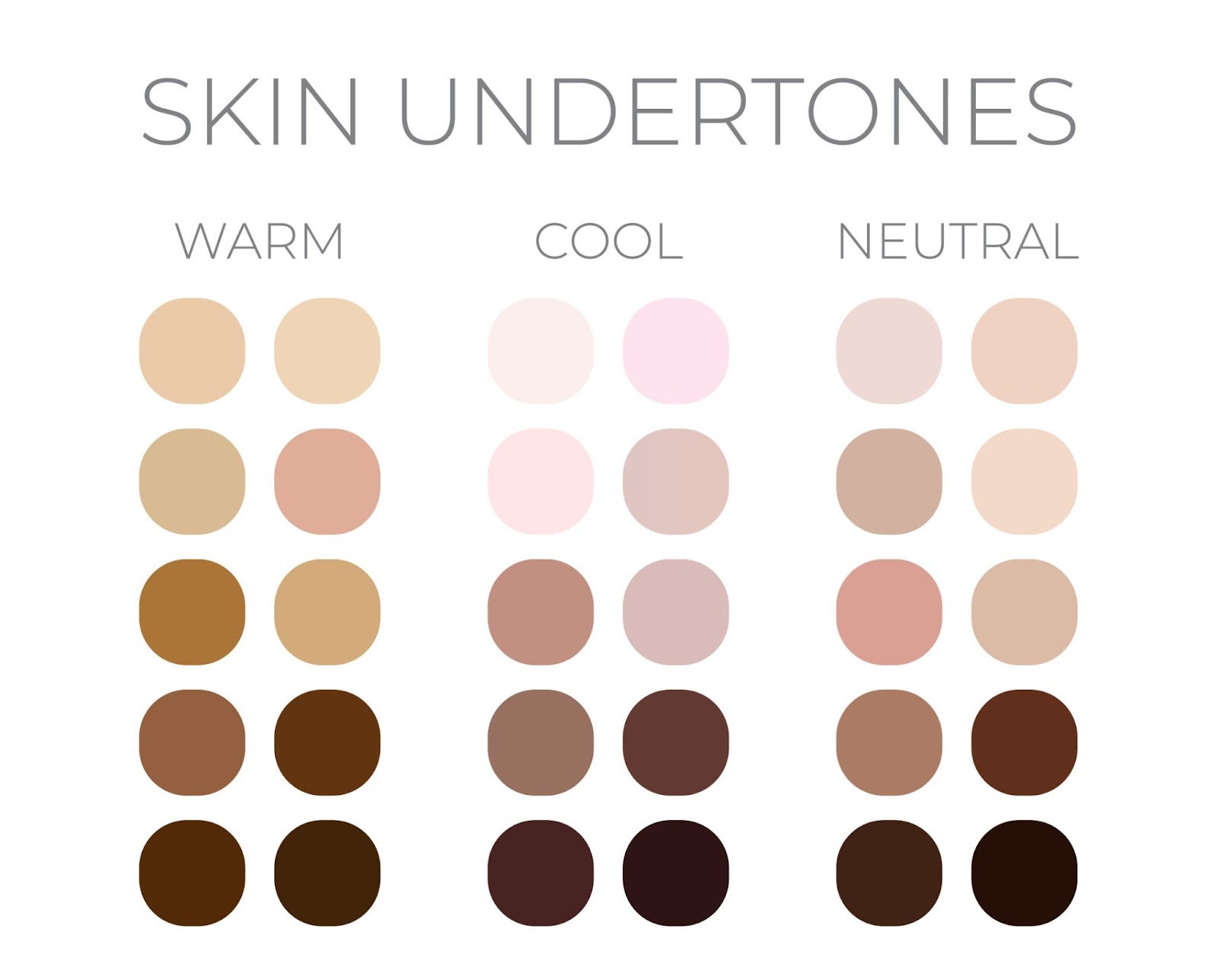 A color swatch chart of warm, cool and neutral skin tones