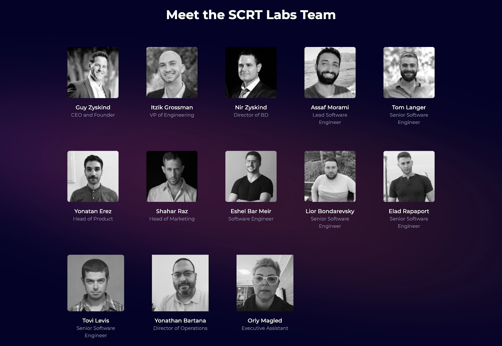 11 pav.: SCRT Labs komanda. Šaltinis: https://www.scrtlabs.com/