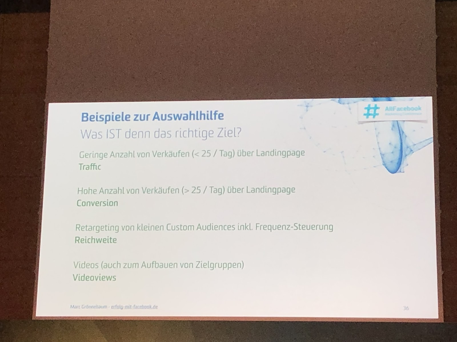 AFBMC Auswahlhilfe Marketingziele Facebook