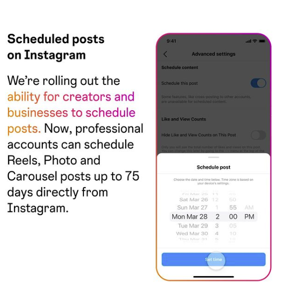Instagram new feature - công cụ lên lịch đăng bài ngay trong Instagram