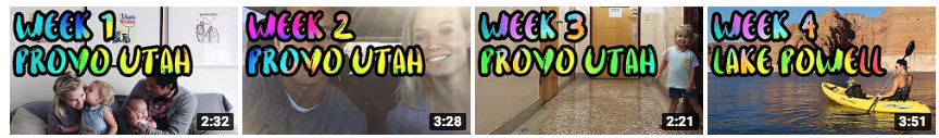 A screenshot of consistent travel thumbnails from YouTube. 