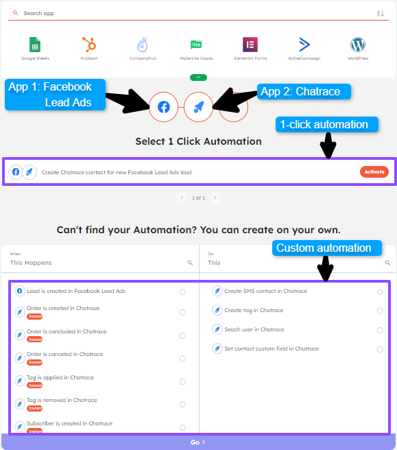How to connect Facebook Lead Ads with Chatrace and build automations.