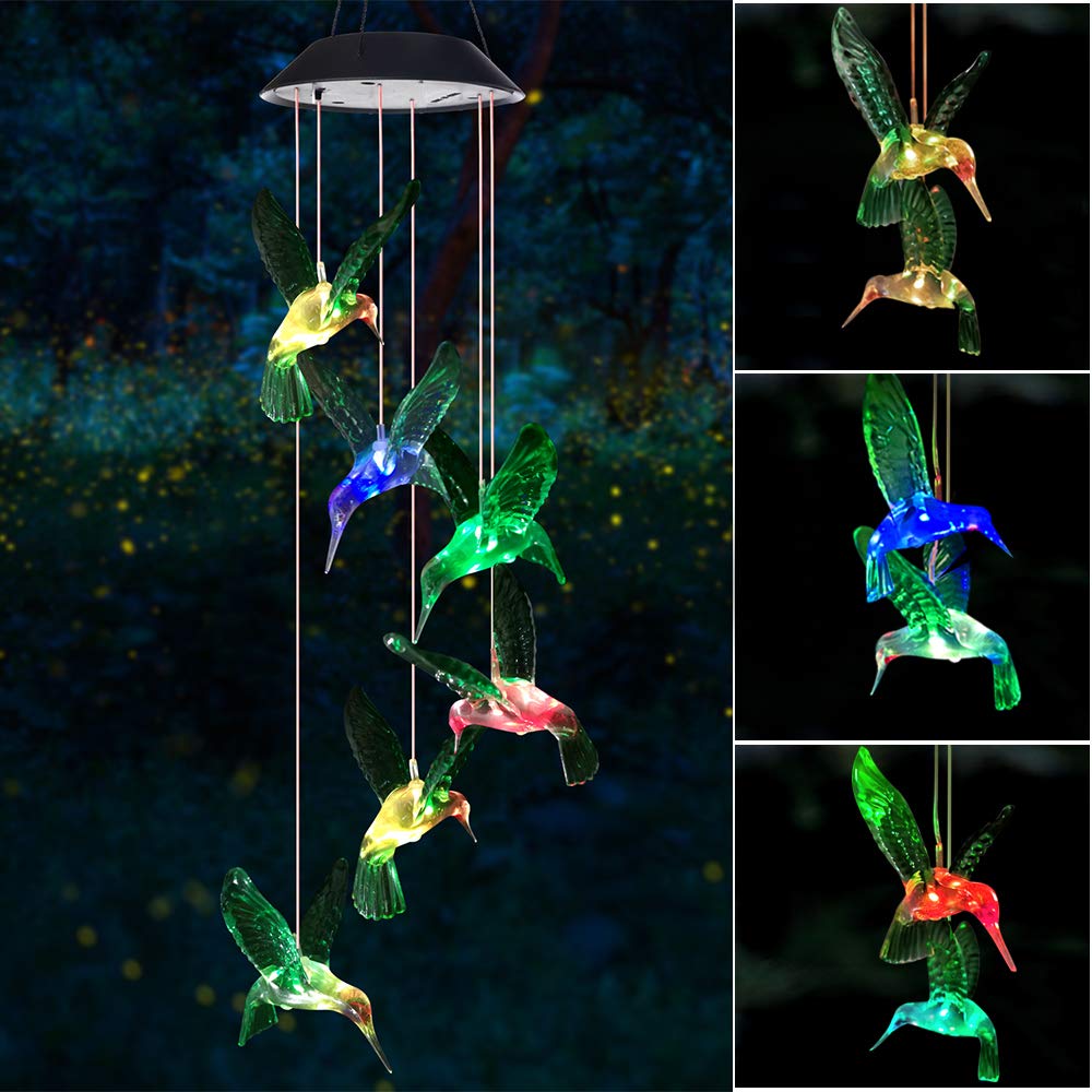 Solar Light Hummingbird Wind Chimes