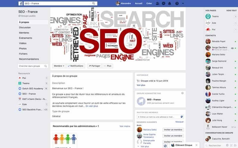 Page Facebook SEO France