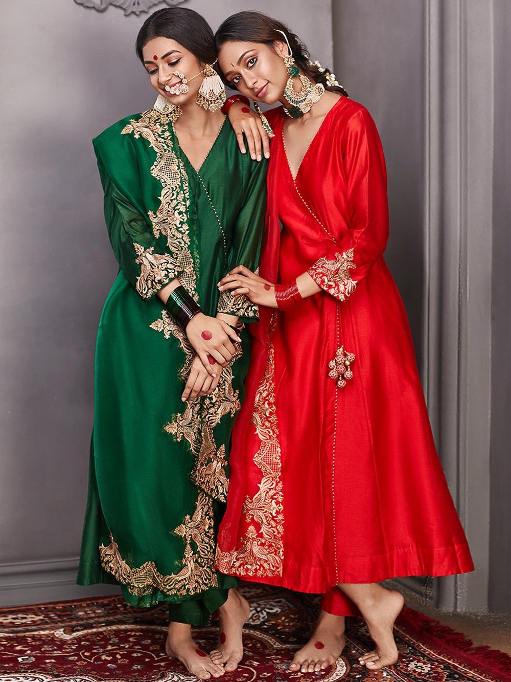 the loom - Green Embroidered Chanderi Silk Suit