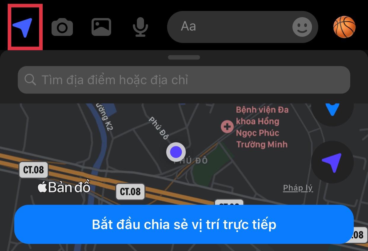 share vị trí trên facebook messenger