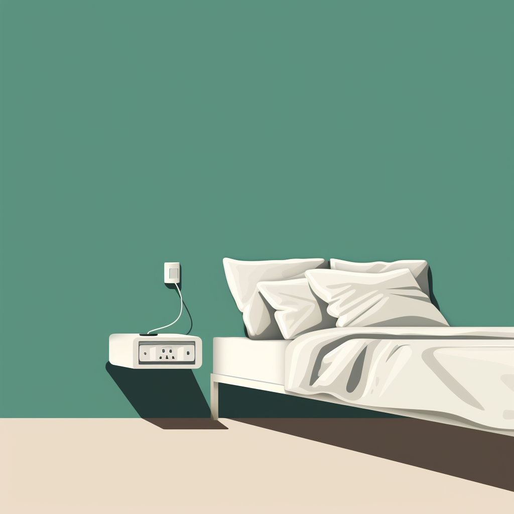 digital image of electrical outlet near bed