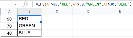 IFS formula google sheets example