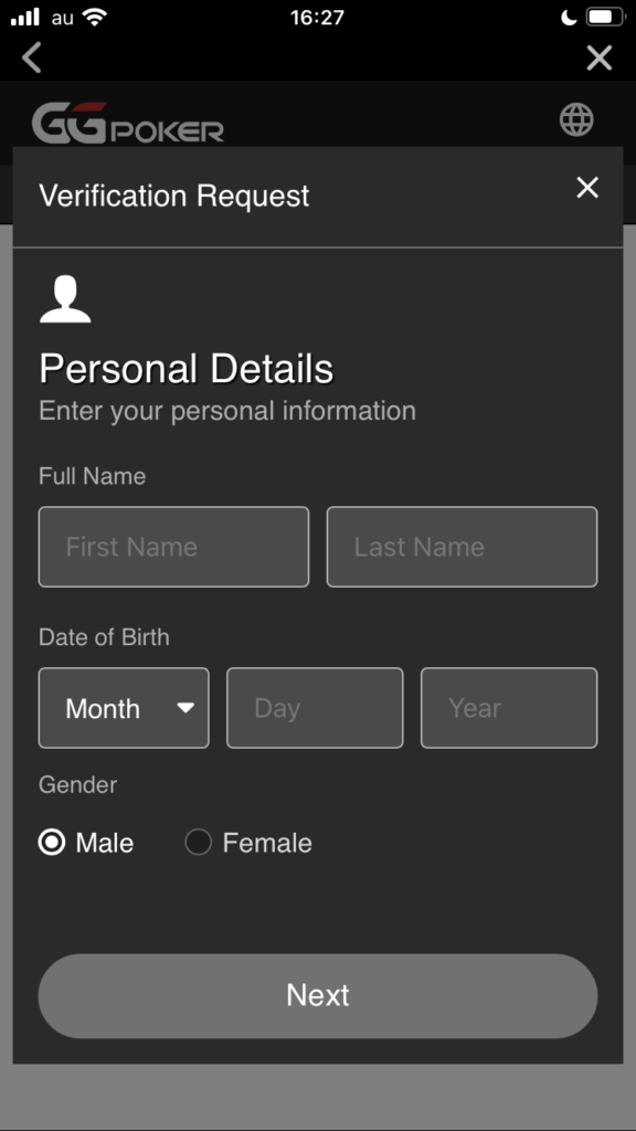 「Personal Details」という画面