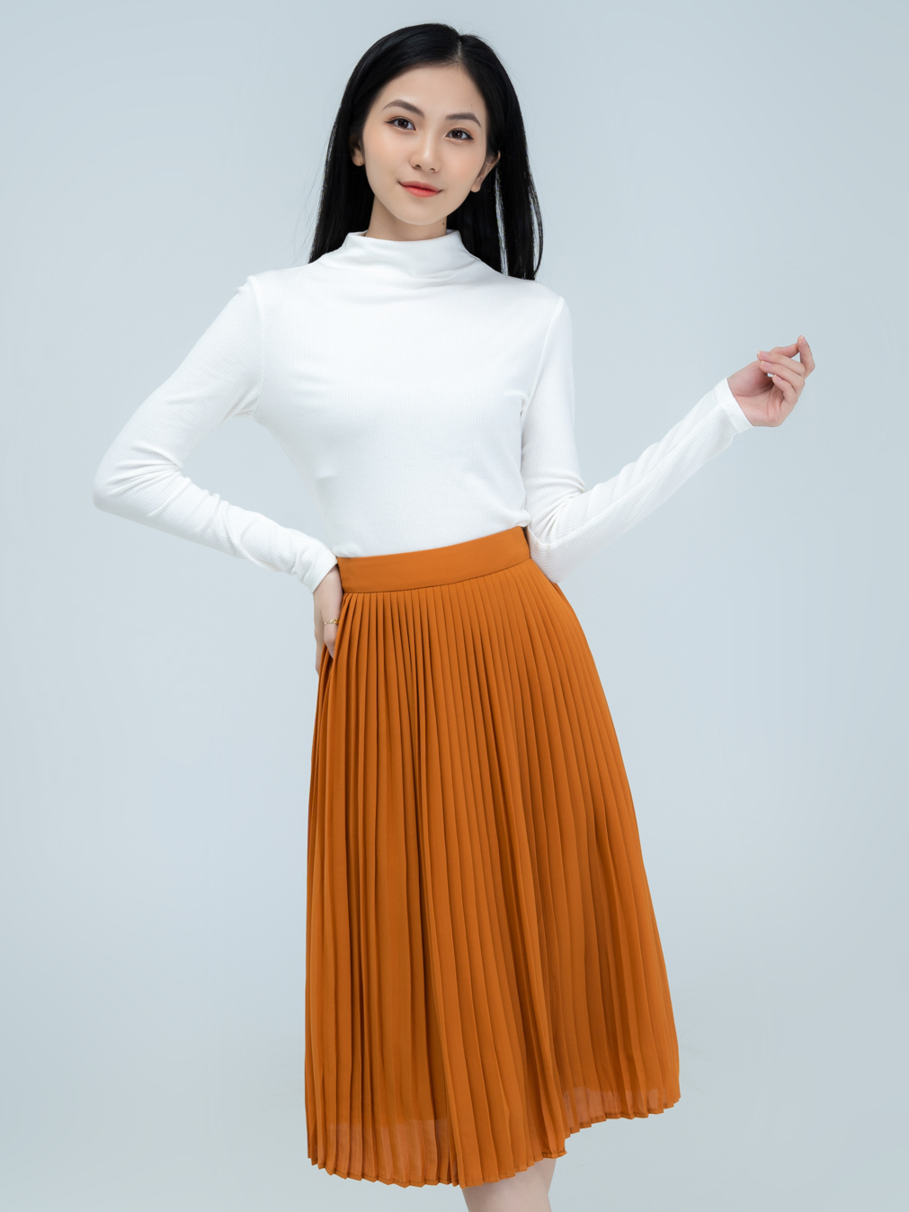 Chân Váy Xòe Dài Xếp Ly Lưng Thun