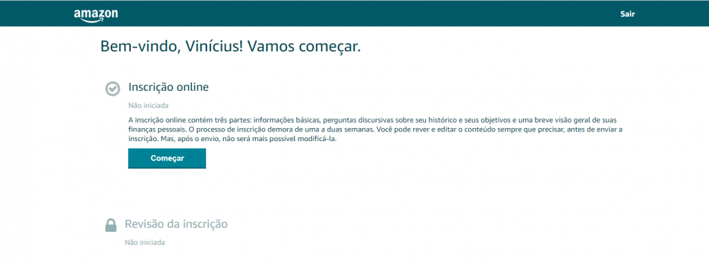 Inscrição na Amazon Logistics