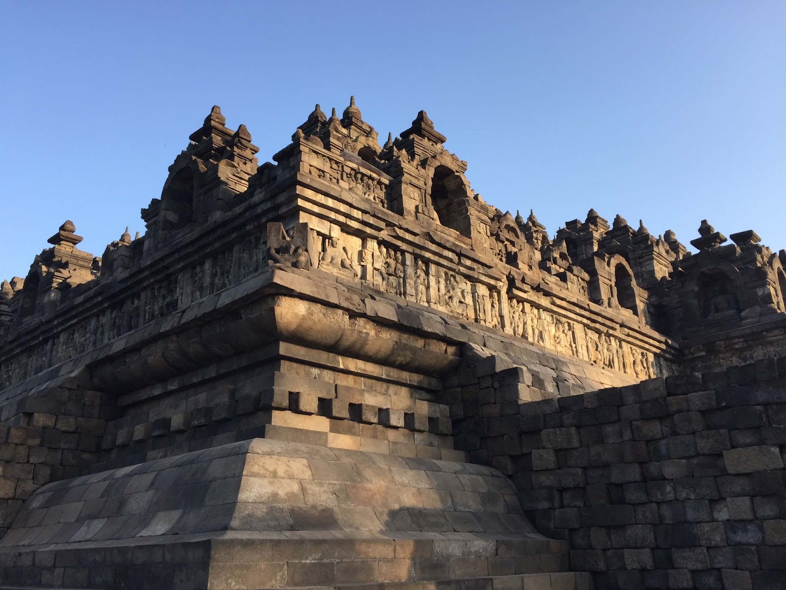3 days in Borobudur, morning sun against Borobudur, Java, Indonesia