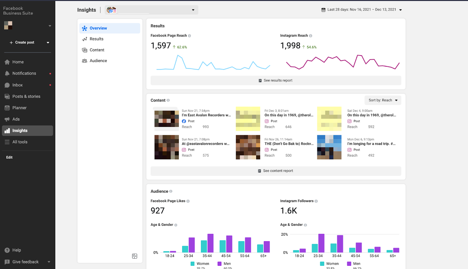Facebook Business Suite Insights