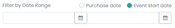 print screen of the options to choose from when filtering tickets and RSVPs by Date Range