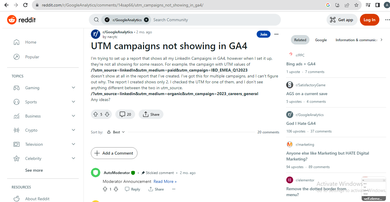 examples of UTM parameters not showing up in GA4