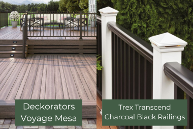 deckorators voyage mesa composite decking and trex transcend charcoal black railings custom built