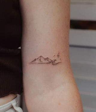 Mountains And Waves Tiny Tattoos Women Minimalist