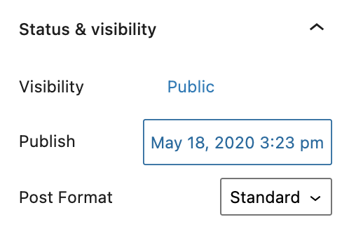 The 'publish date' section on WordPress.