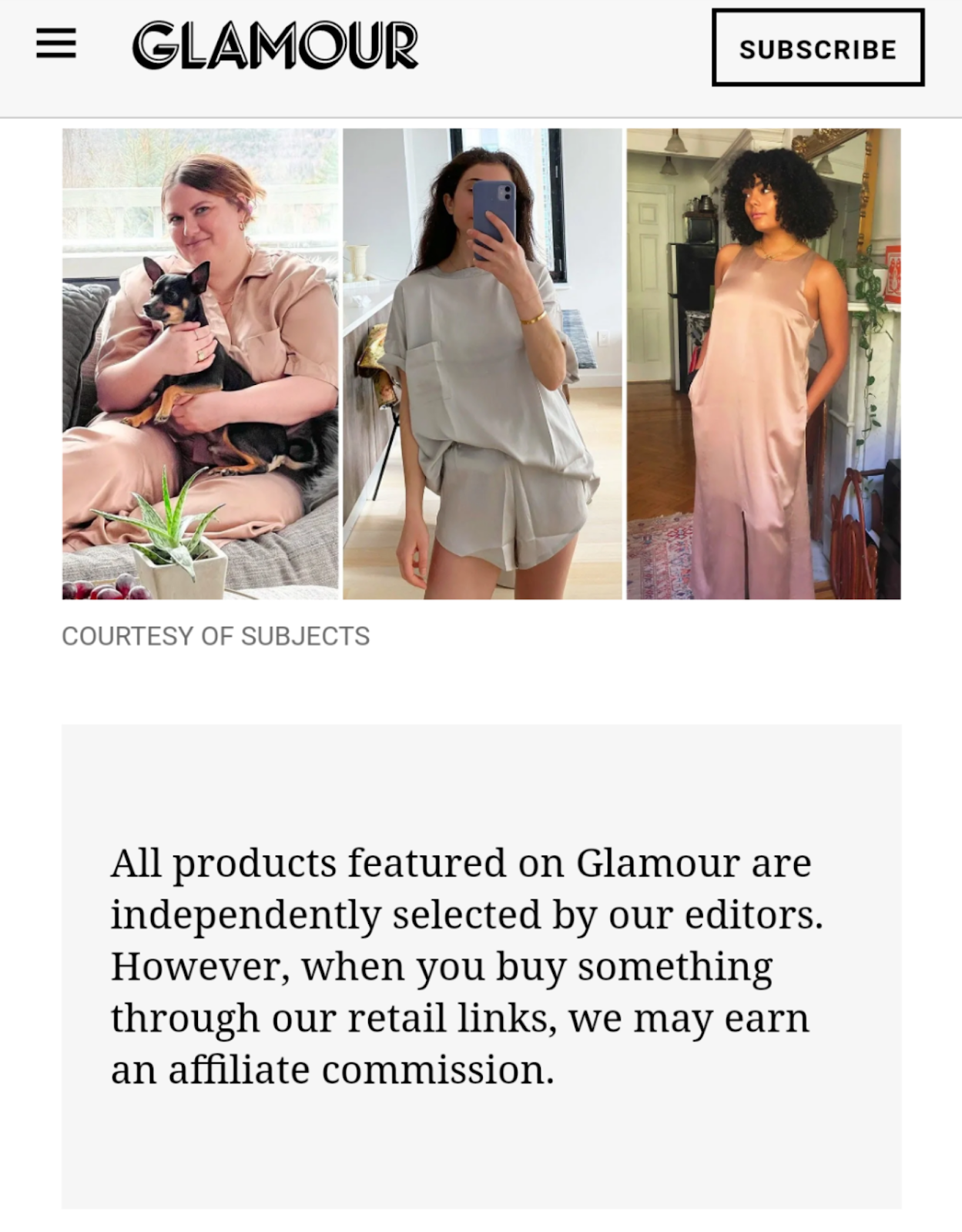 Glamour affiliate marketing disclosure