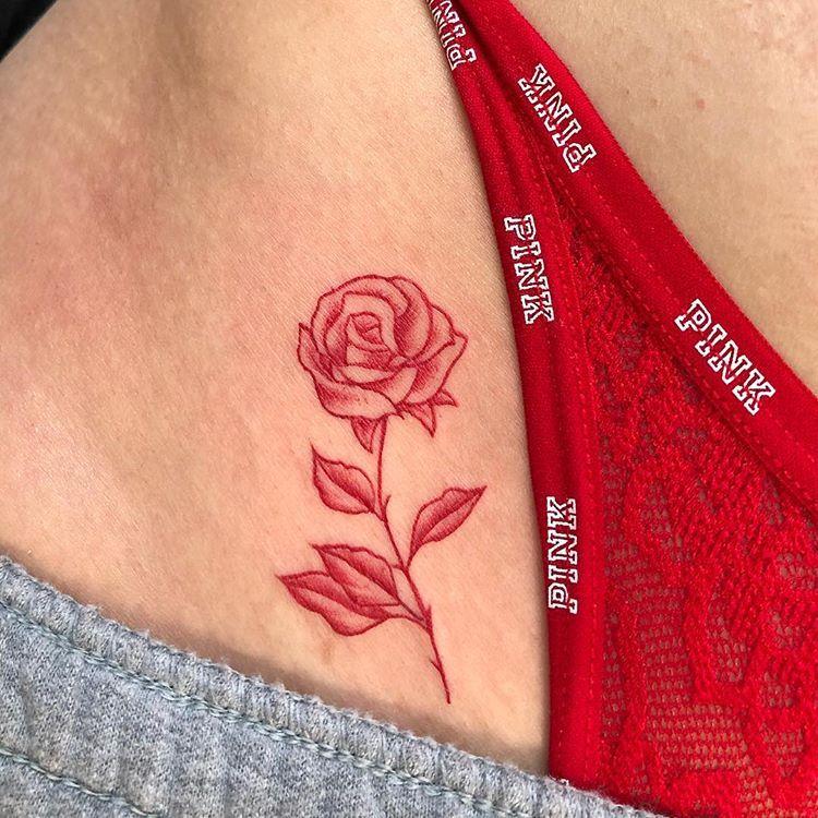 Pretty little #RedRose tonight. Classy. #tattoo #rosetattoo #redtattoo #rose #rosetattoo #pink #victoriasecret #hipta… | Ink tattoo, Red ink tattoos, Classy tattoos