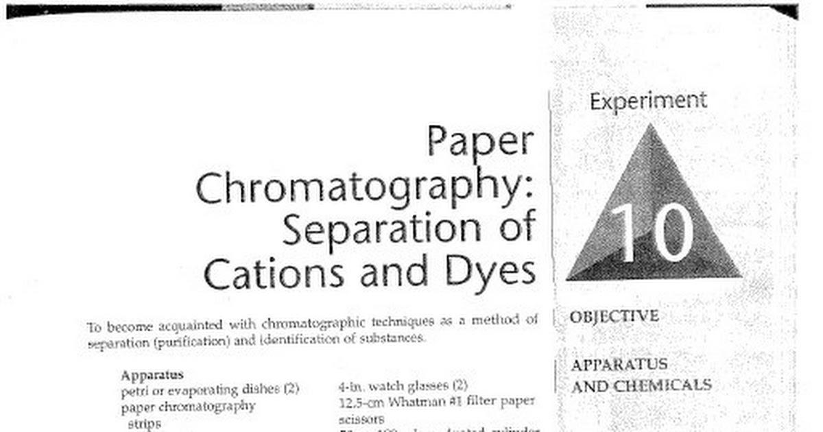 paper chromatography separation of cations and dyes