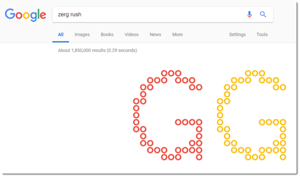 Google Easter egg: zerg rush