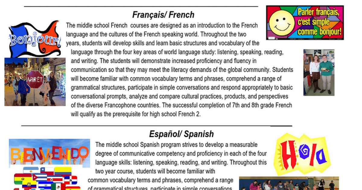 6th grade flyer for languages