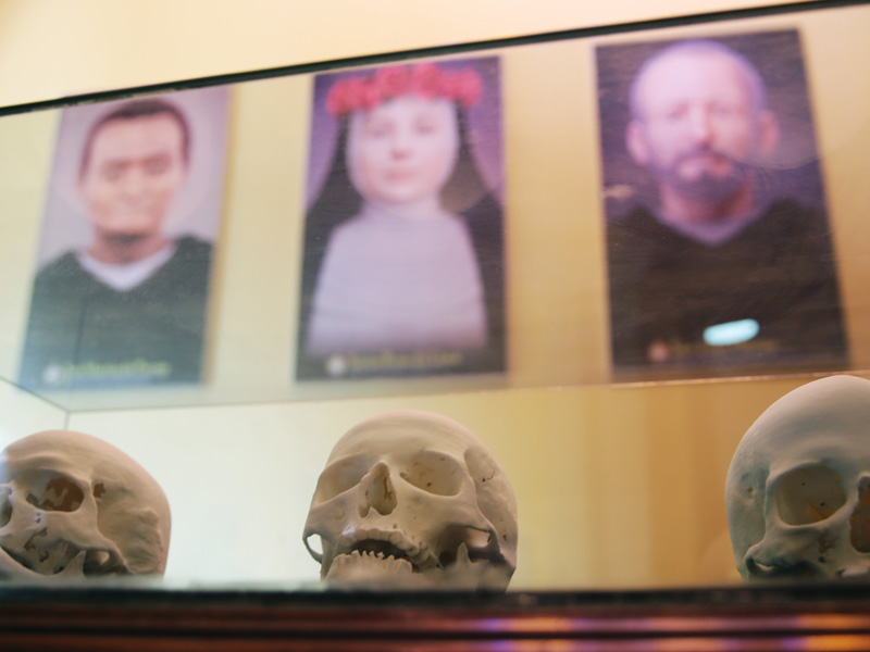 The skulls of, left to right, St. Martin of Porres, St. Rosa of Lima and St. John Macias were taken under high security and scanned as part of a 3-D project in Brazil. Photo courtesy of Foco News Agency