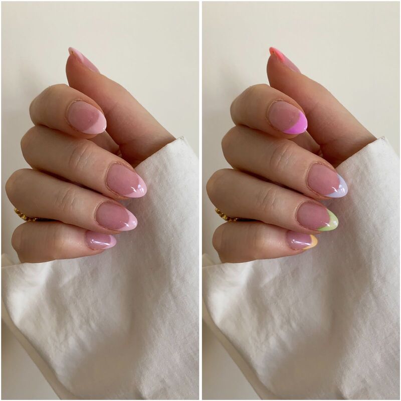 Foto de unhas mostrando o antes e depois de uma edição feita com o AirBrush