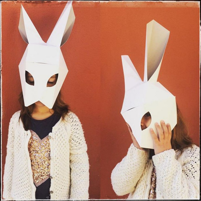 rabbit cardboard mask design lowpoly