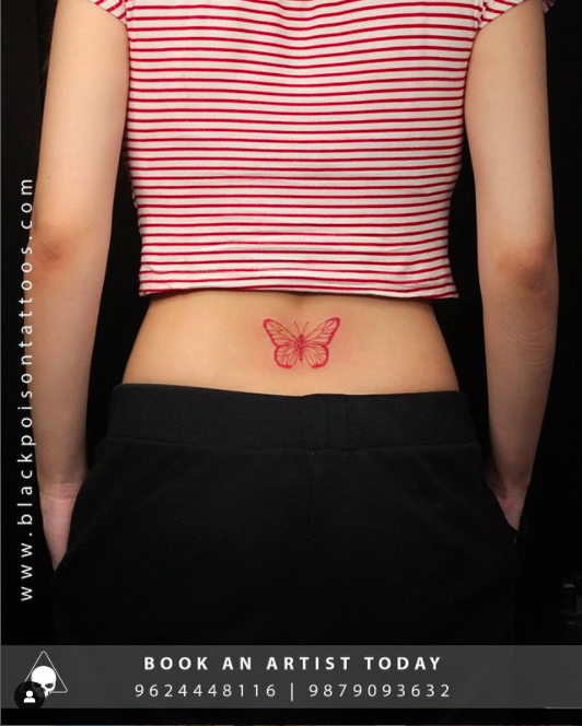 Red Outline Butterfly Tattoo