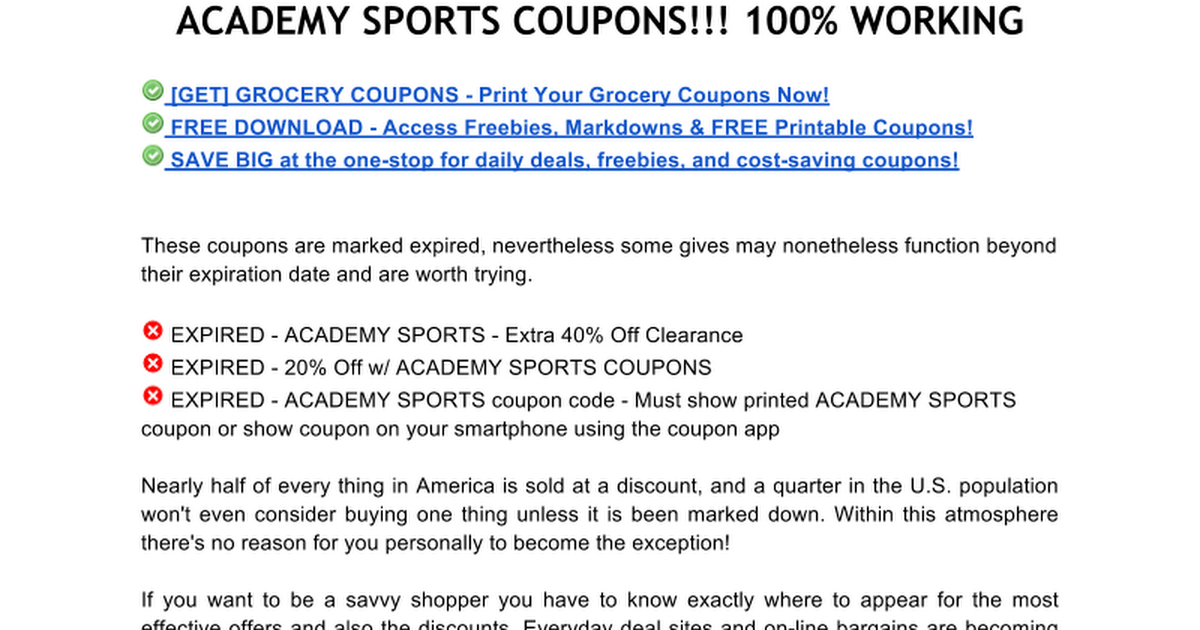 Academy Sports Coupons Google Docs