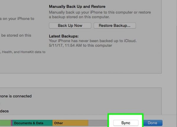 Step-by-step sync when working with iTunes on Windows and Mac