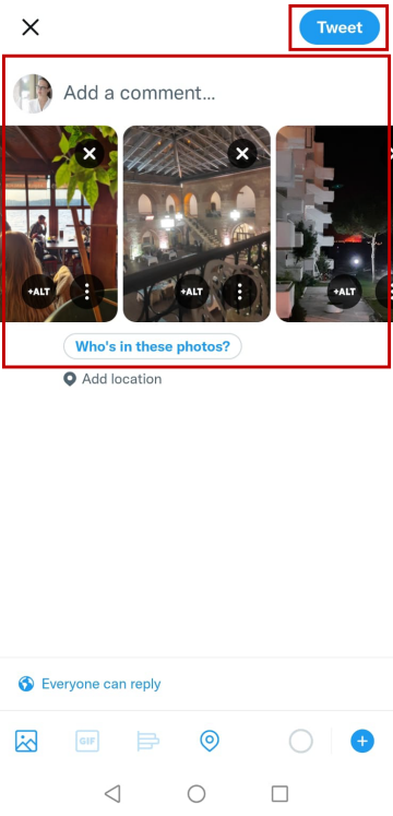 You can preview your multiple photos before sharing.