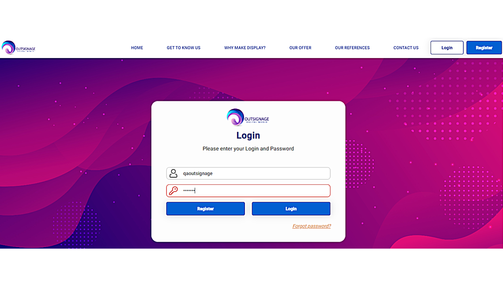 Halaman masuk pada portal layanan mandiri