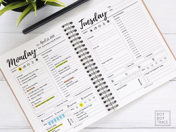 Printable 7 Day Planner Daily Planner Day Planner Work Planner | Etsy