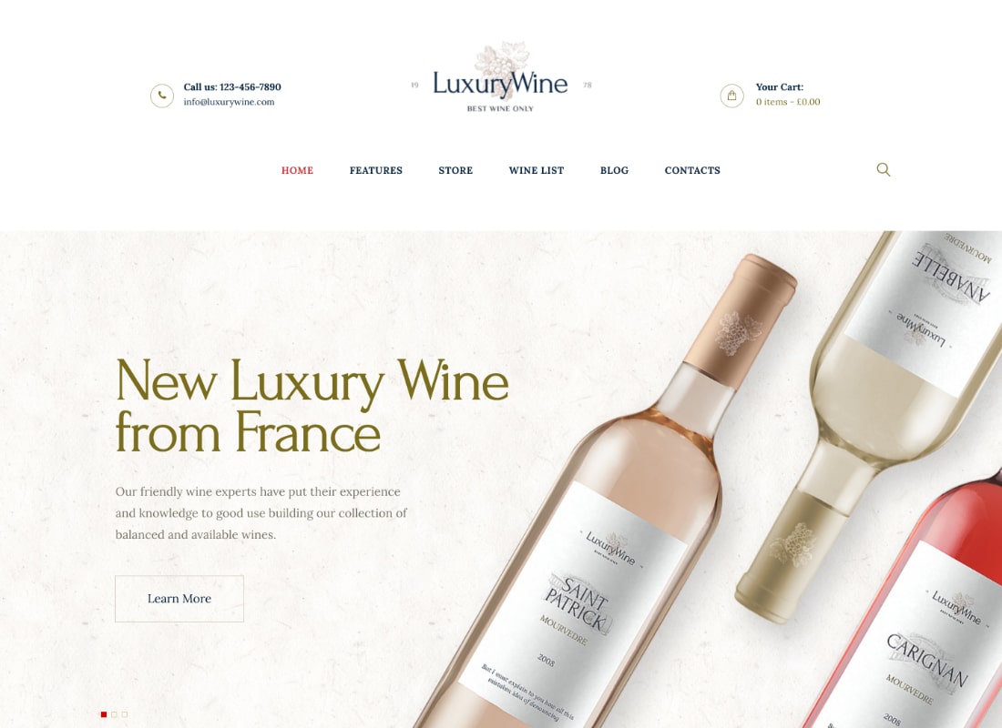 Vino de lujo |  Tema de WordPress para Wine House, Winery & Wine Shop