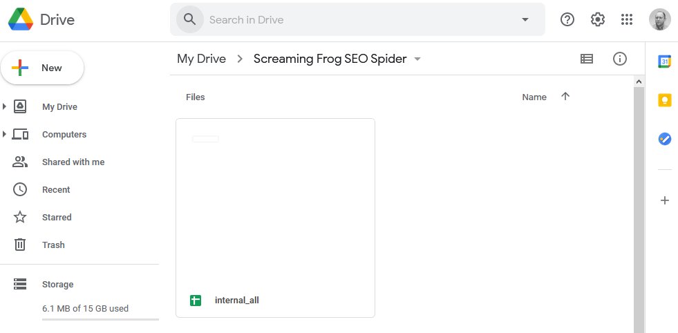 Screaming Frog SEO Spider Google Drive Folder