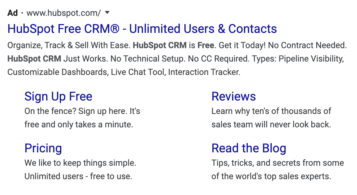 Online advertising for business: branded keywords example in Google paid search ads.