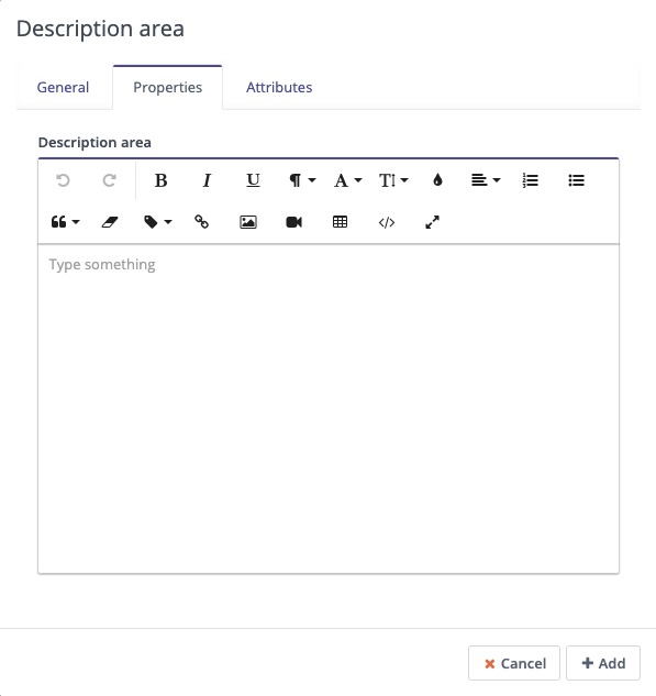 Forms - Description Area - Properties