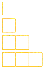 4 rows of matchsticks : 1st row - 1 stick; 2nd row - 4 sticks making a square; 3rd row - 7 sticks making two joined squares; 4th row - 10 sticks making 3 joined squares