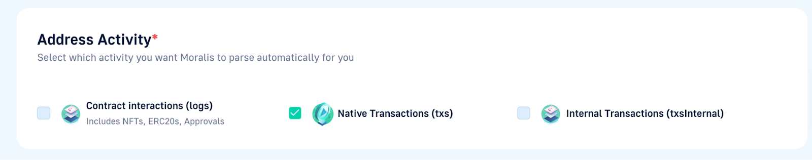 Selecting native transactions for Polygon webhooks.