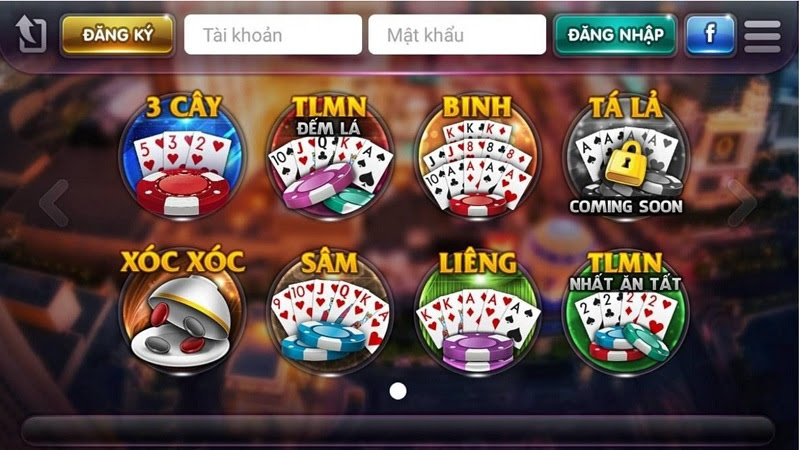 Giao diện cổng game Vip777