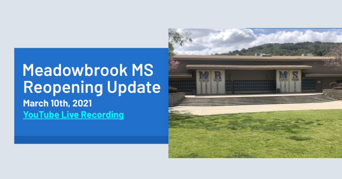 MBMS Community Reopening Update 3_10_21