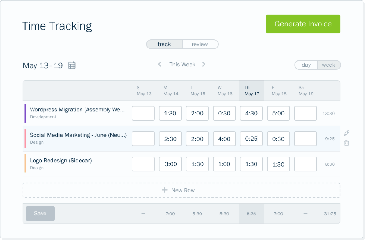 FreshBooks time tracking features.