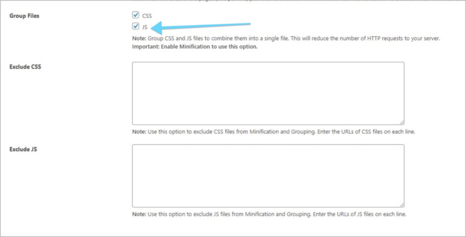 Disable JS grouping in caching plugins like Breeze