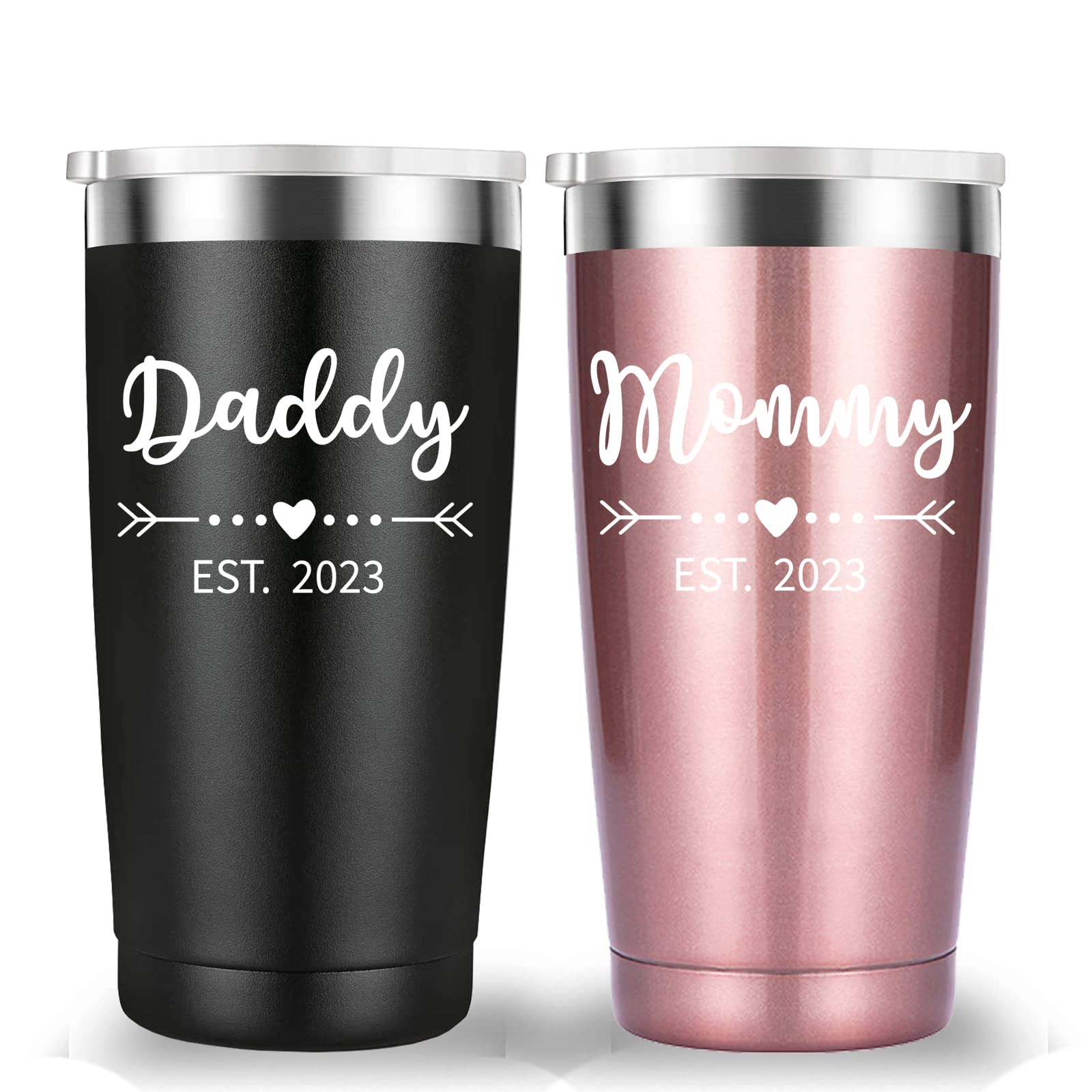 Daddy and Mommy Est 2023 Travel Mug Tumbler