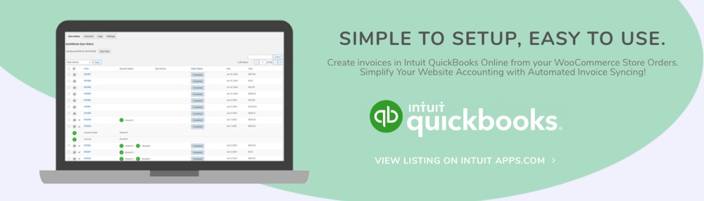 Sincronização de fatura do WooCommerce para Quickbooks por BizSwoop