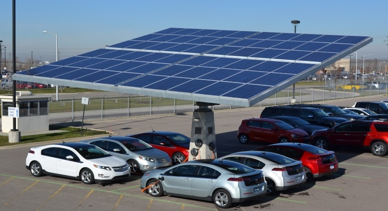 Cars charging with the help of Solar EV charger