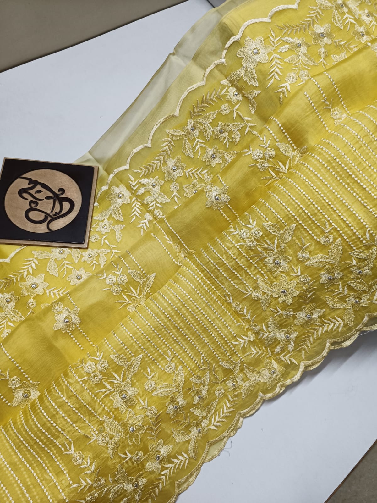 Pure Beneras kora heavy embroidery cut work sarees